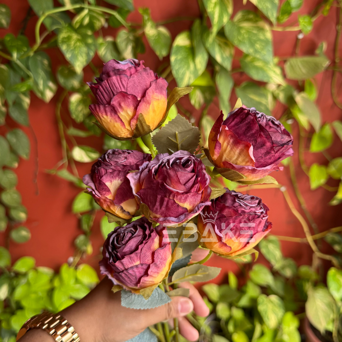 A1515 Premium Lifelike Dried Finish Rose Bunch (Old Mauve)