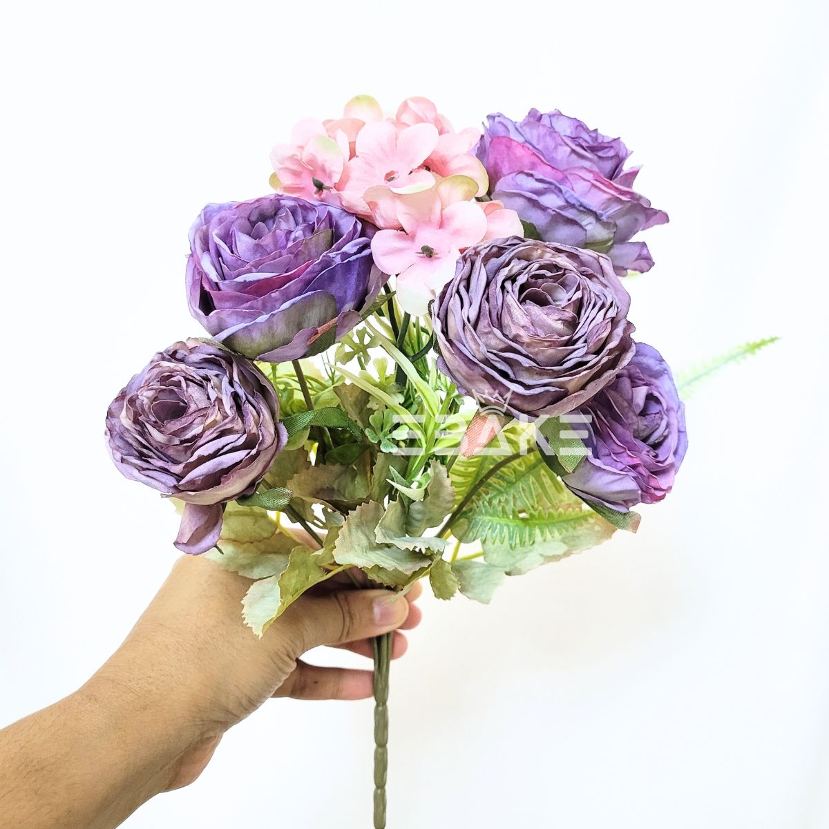 A1673 Dried Finish Rose Bunch (Dark Lavender)
