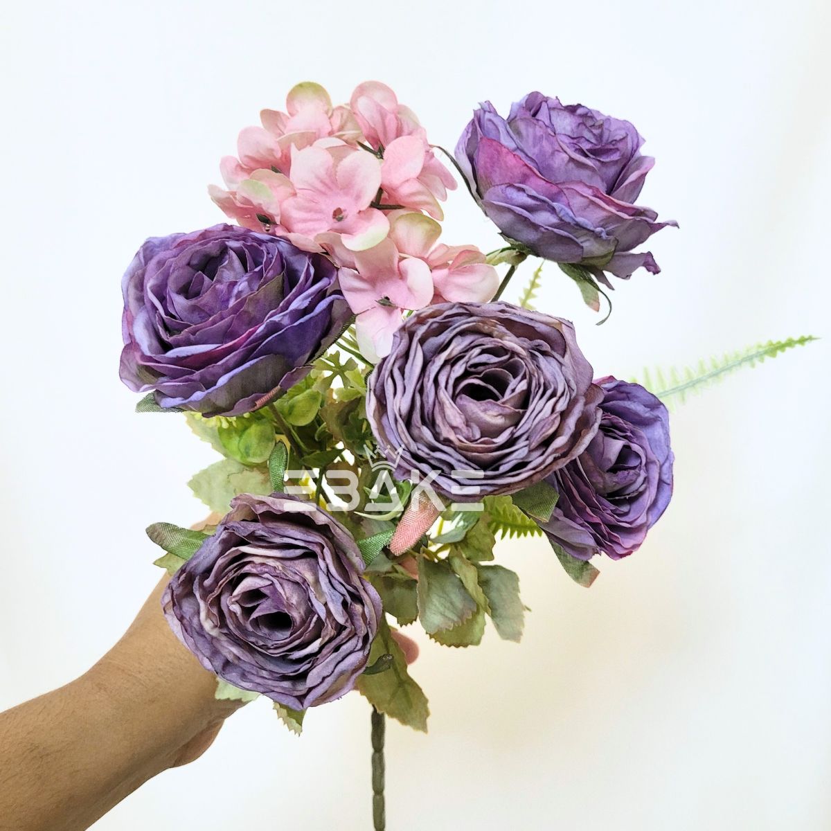 A1673 Dried Finish Rose Bunch (Dark Lavender)
