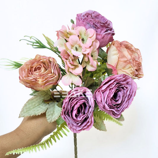 A1674 Dried Finish Rose Bunch (Light Plum)