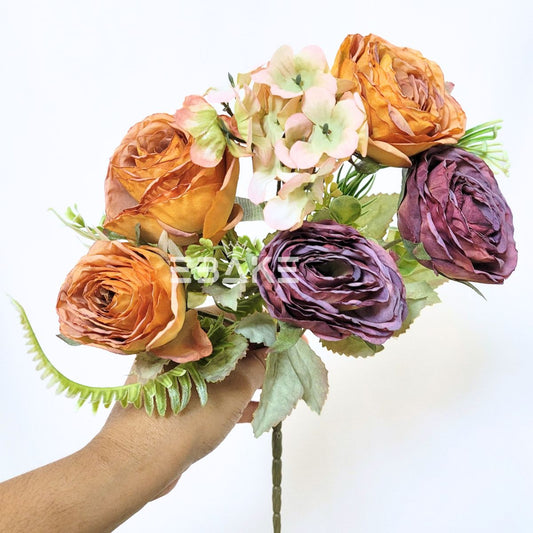 A1675 Dried Finish Rose Bunch (Light Plum & Pastel Orange)