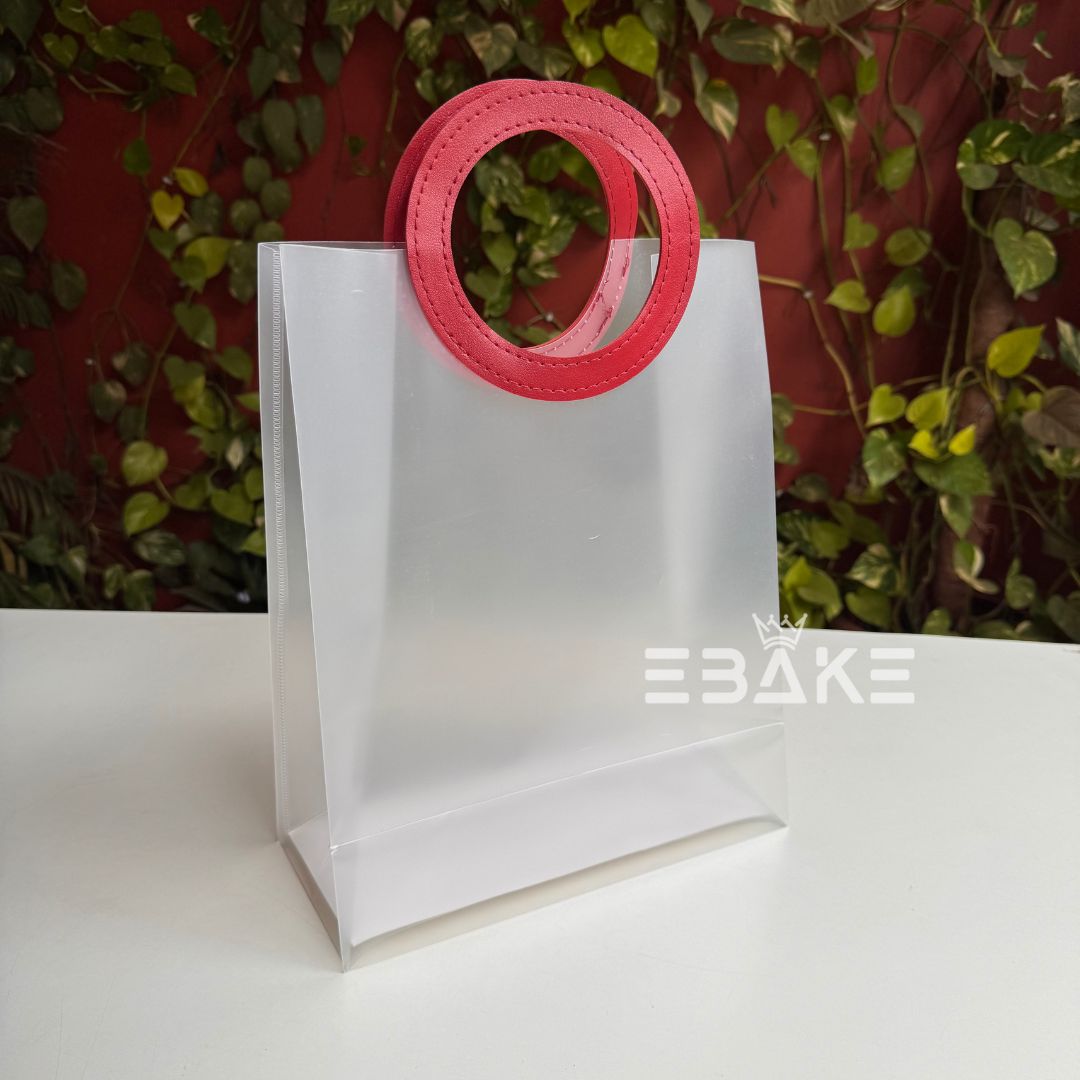 Extra Large Frosted PVC Hamper Bag/Semi Transparent Goodie Bag With Handle (32x26x12cm) - Single Piece