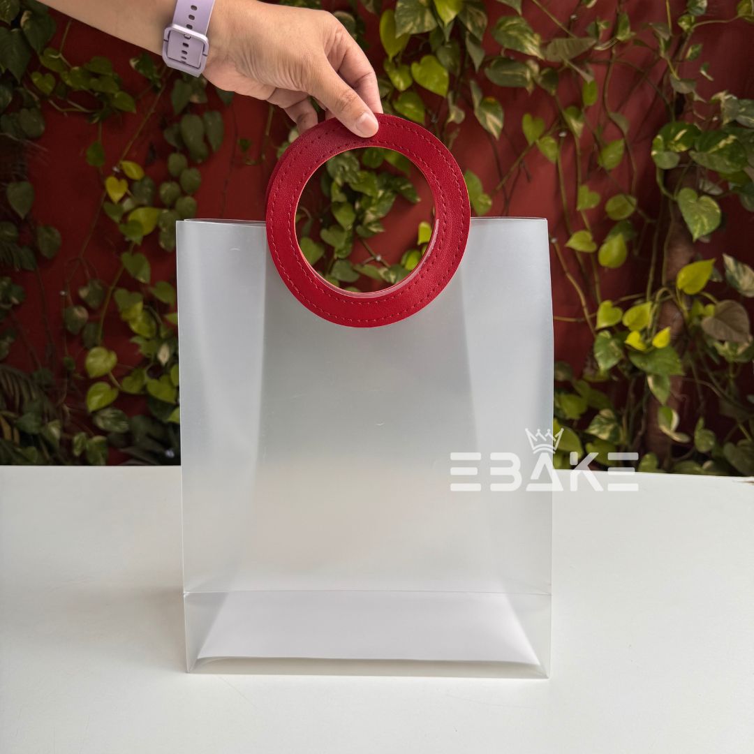 Extra Large Frosted PVC Hamper Bag/Semi Transparent Goodie Bag With Handle (32x26x12cm) - Single Piece