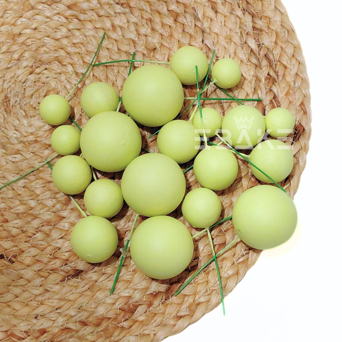 Pastel Pista Green Matte Faux Balls - (Set Of 20 Pieces)