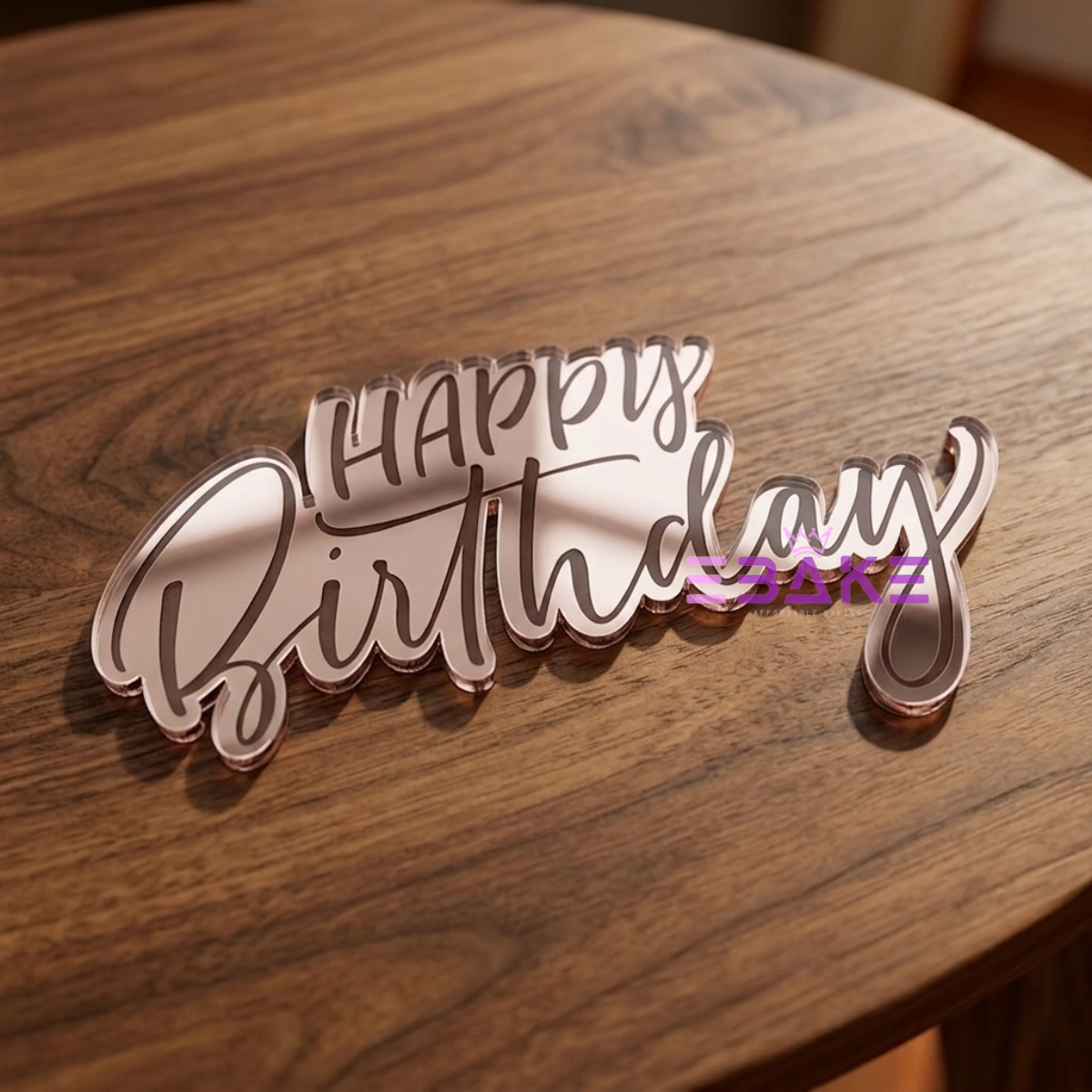 Happy Birthday Engraved Cutout (Set of 10) - Rose Gold
