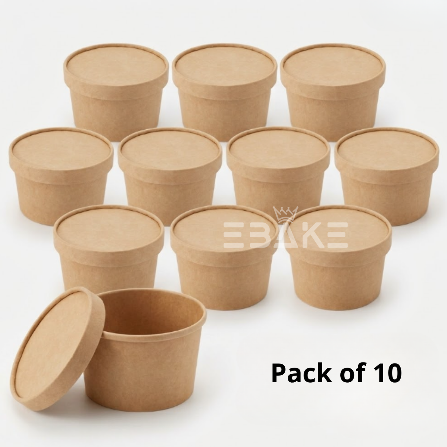 Round Disposable Kraft Paper Containers With Lid 300ml