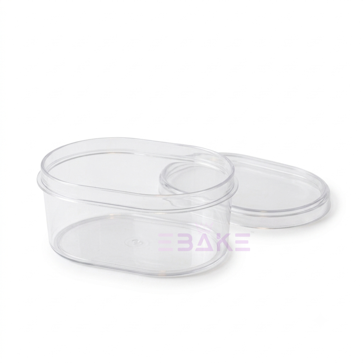500ml Oval Acrylic Dessert Box / Rounded Rectangle Cake Tub With Lid