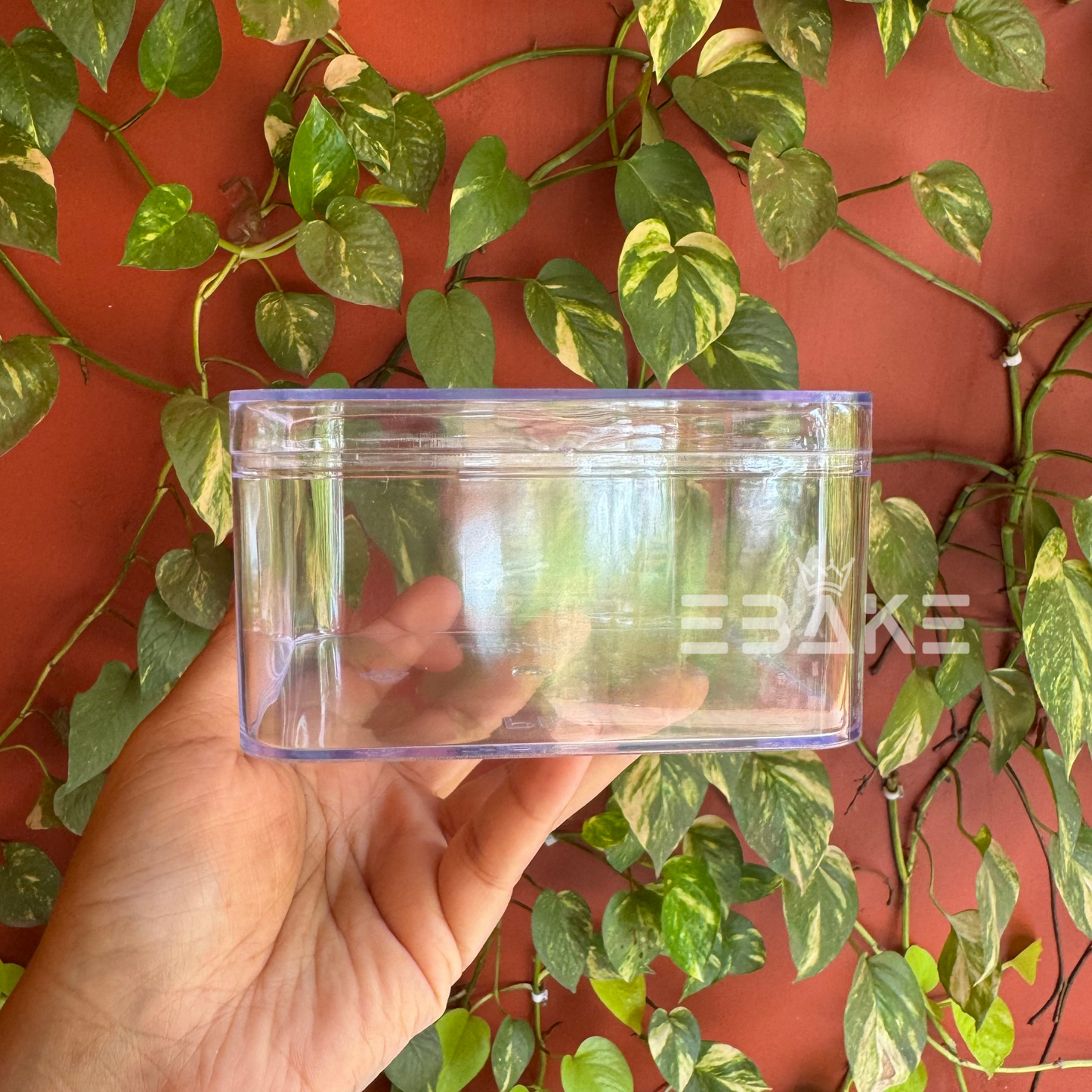 500ml Square Acrylic Dessert Box / Cake Tub (With Lid) Large 10.8x10.8x6cm