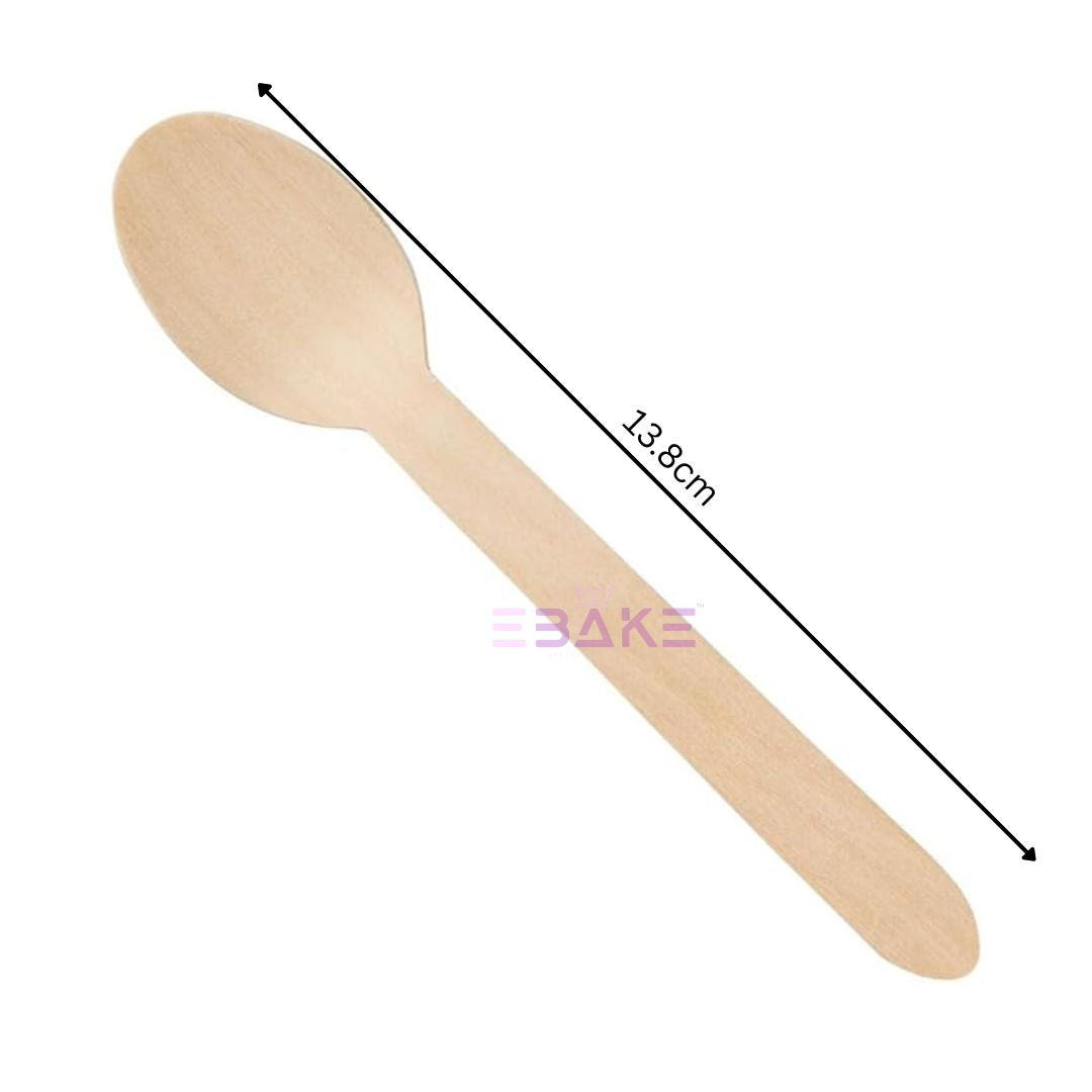 Medium Disposable Wooden Spoon Biodegradable (Pack of 100 ) - 13.8cm