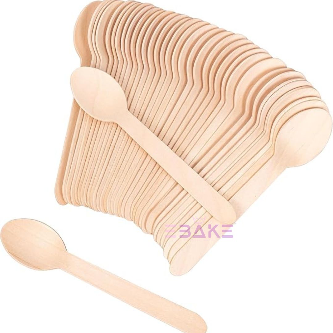 Medium Disposable Wooden Spoon Biodegradable (Pack of 100 ) - 13.8cm