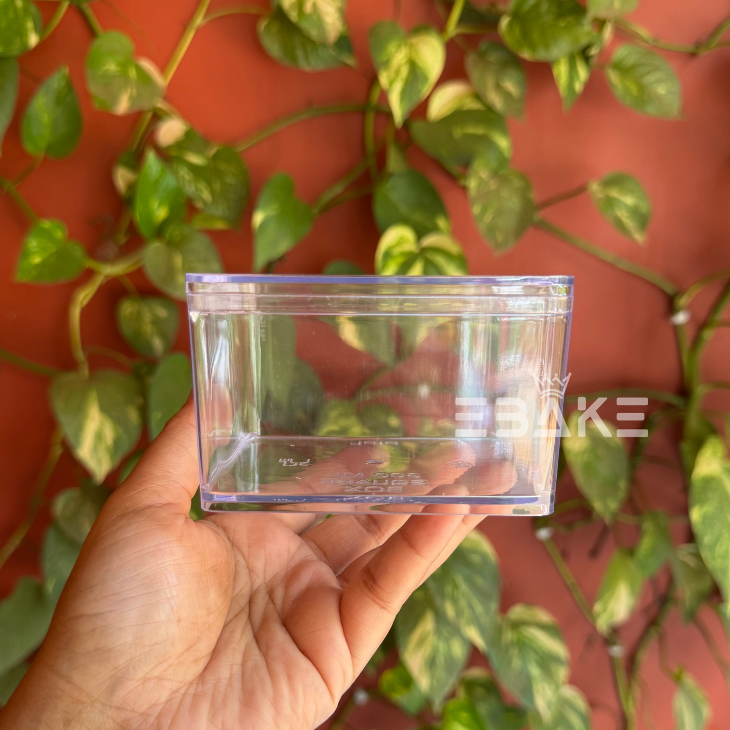 300ml Square Acrylic Dessert Box / Cake Tub (With Lid) Medium 9x9x5.8cm