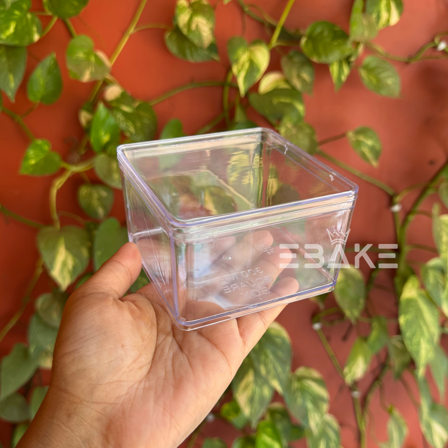 300ml Square Acrylic Dessert Box / Cake Tub (With Lid) Medium 9x9x5.8cm