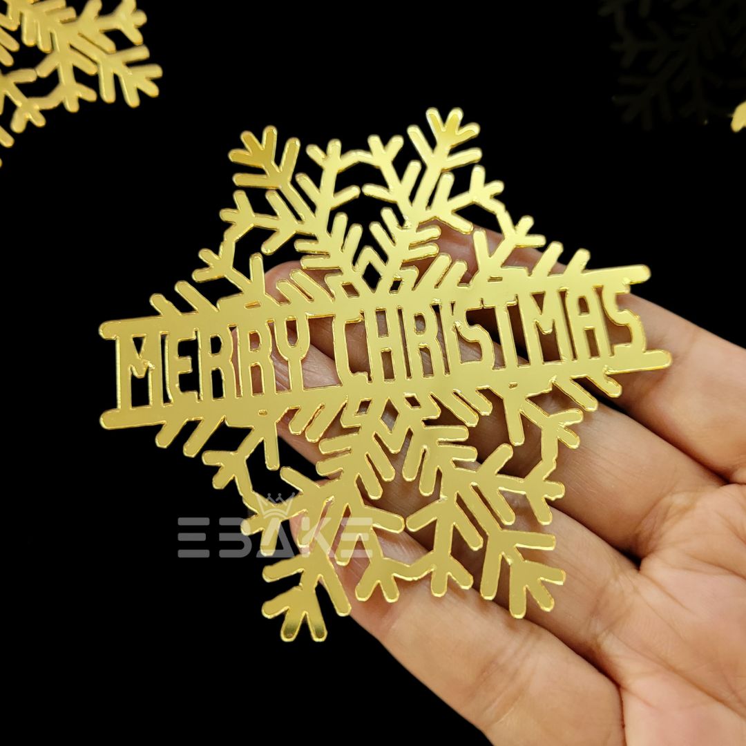 Merry Christmas Snowflake Cutout Gold (Set of 3 Pieces) Christmas Tree Ornament