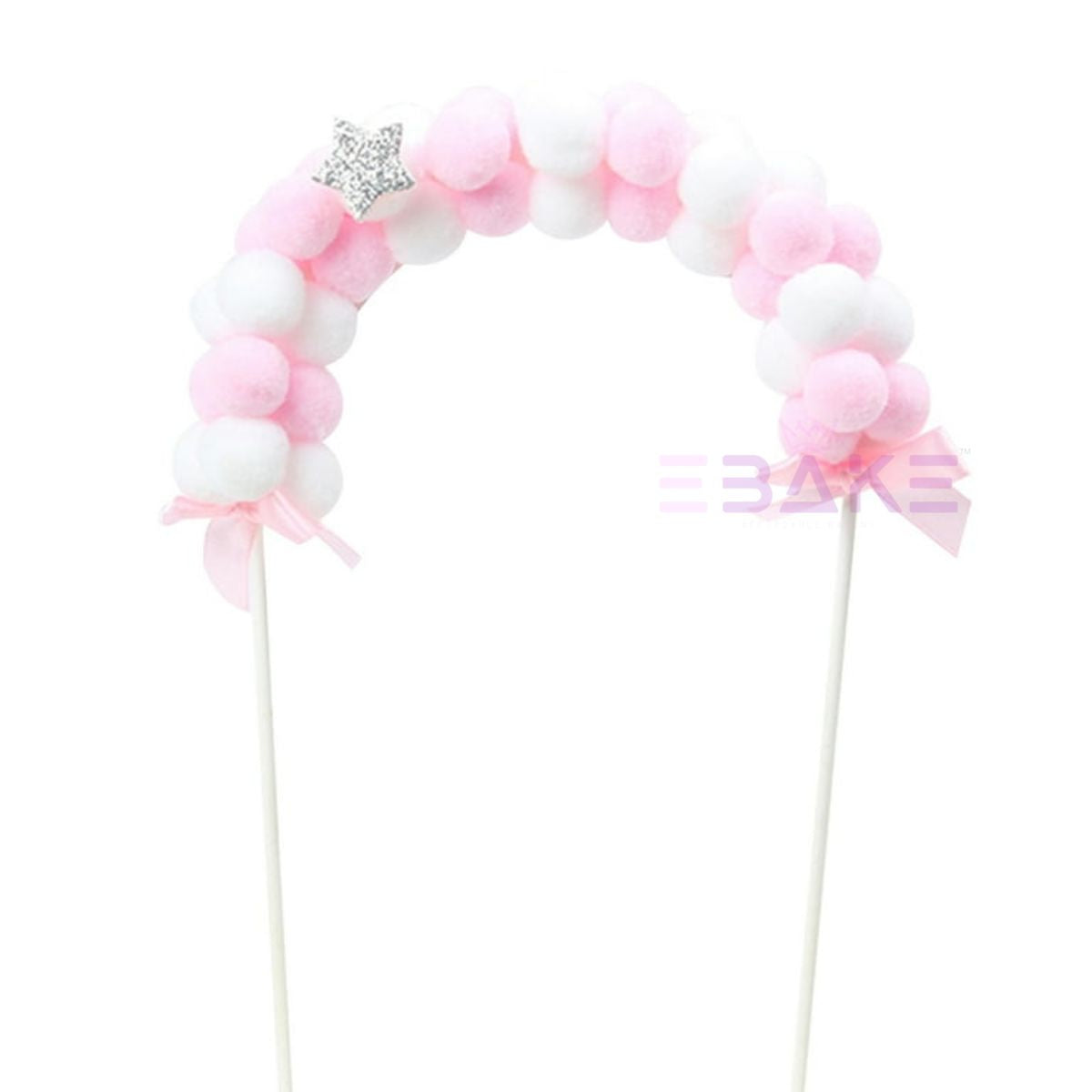 Pom Pom Arch Cake Topper Pink - Single Piece