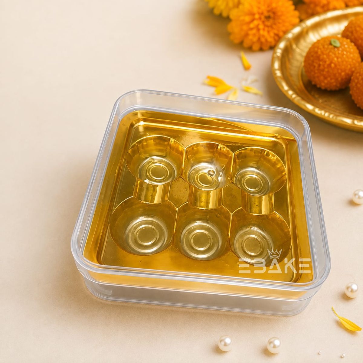 6 cavity Square Acrylic Box With Cavity / Laddoo Box
