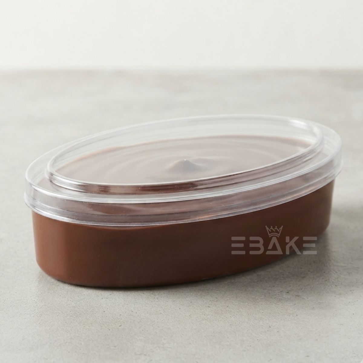 450ml Oval Acrylic Dessert Box / Cake Tub With Lid - Large (16.2*9.5*3.5cm)