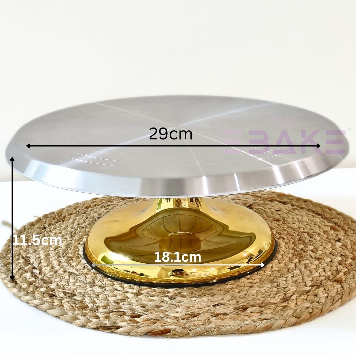 Stainless Steel 360° Rotating Cake Turntable Golden 12 Inches Large