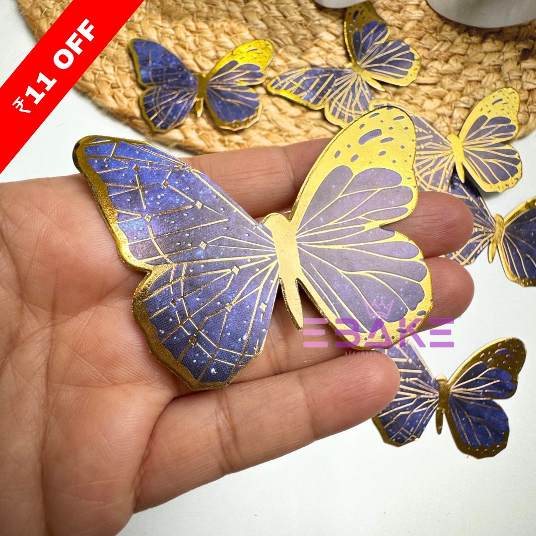 New Paper Butterflies - Dark Blue (Set of 8 Pieces)