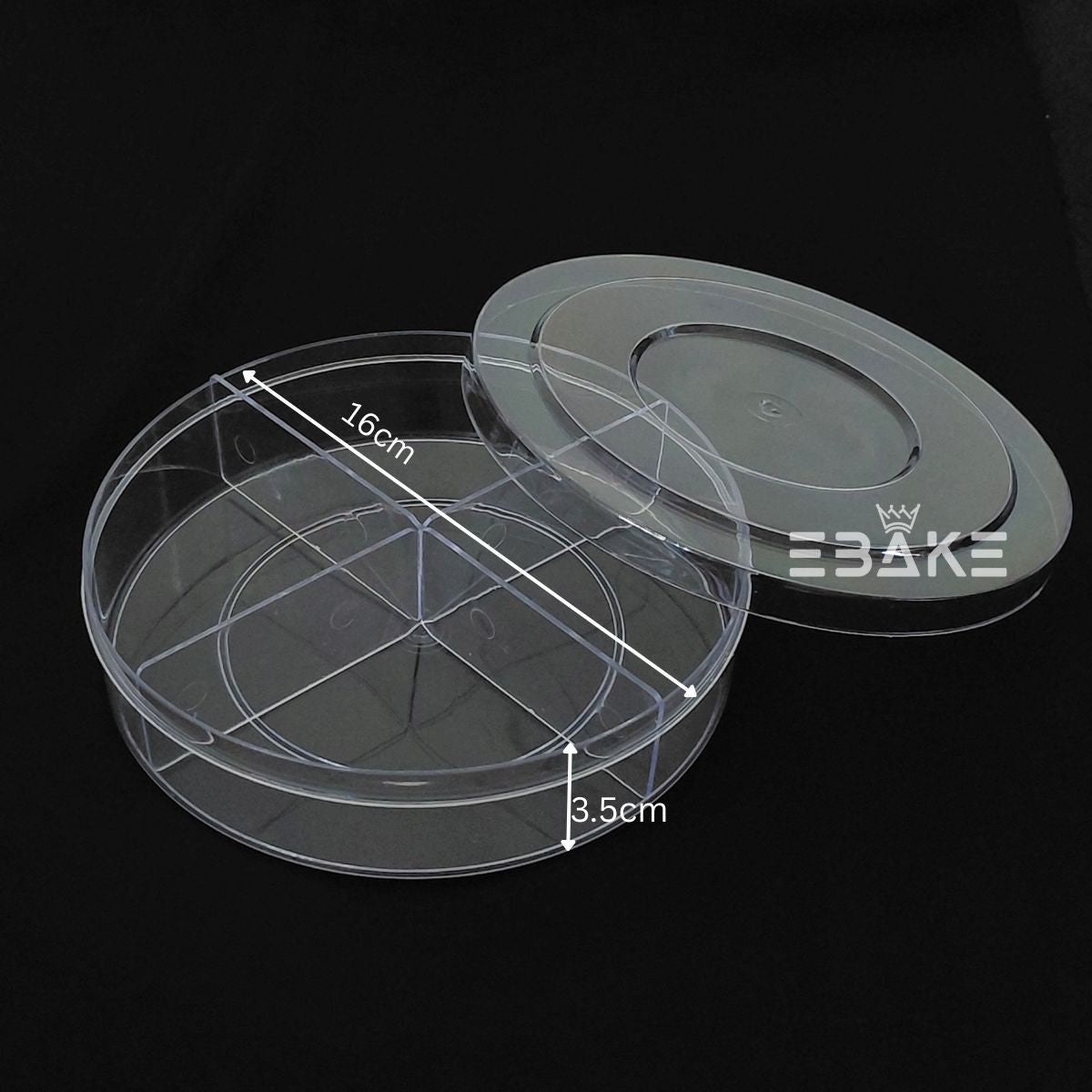 500ml Round Acrylic Dessert Box With Partition / Cake Tub With 4 Cavity 16*3.5cm