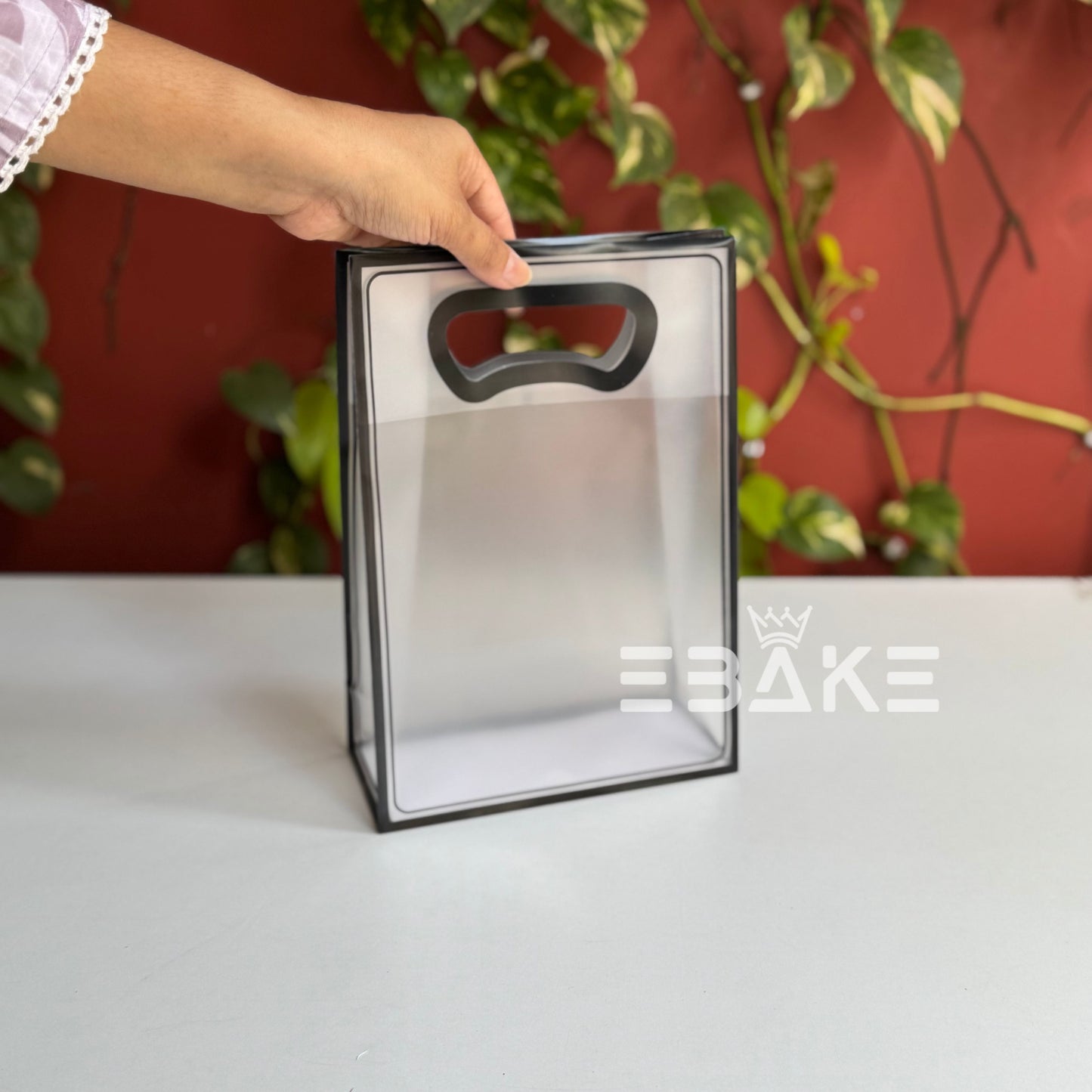 Small Frosted PVC Hamper Bag/Semi Transparent Goodie Bag (26x18x8cm) - Single Piece