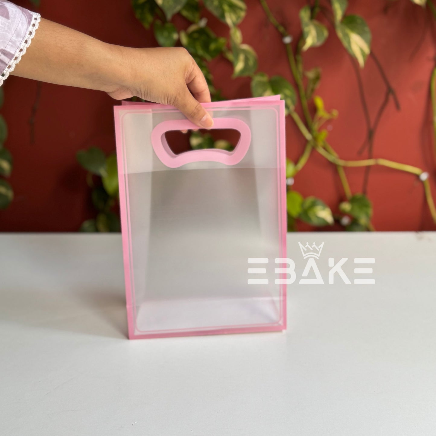 Small Frosted PVC Hamper Bag/Semi Transparent Goodie Bag (26x18x8cm) - Single Piece