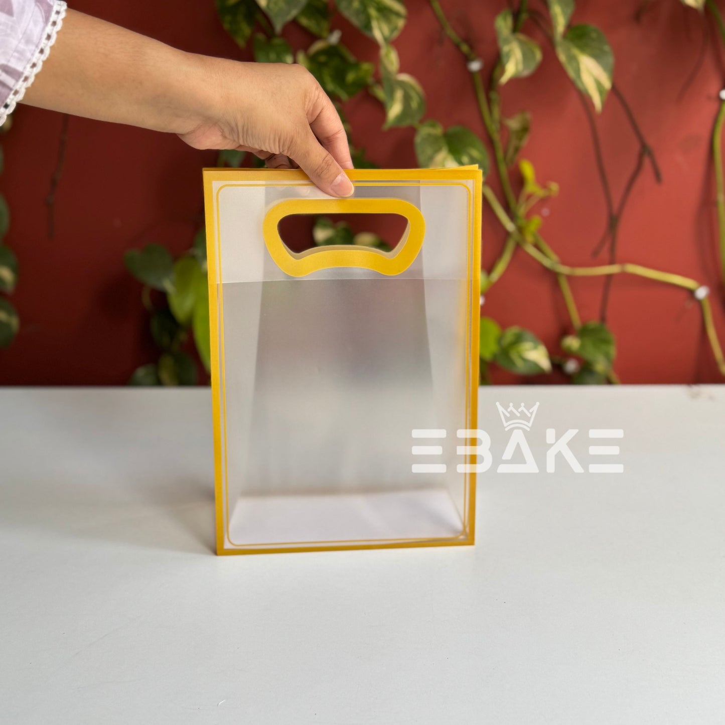 Small Frosted PVC Hamper Bag/Semi Transparent Goodie Bag (26x18x8cm) - Single Piece