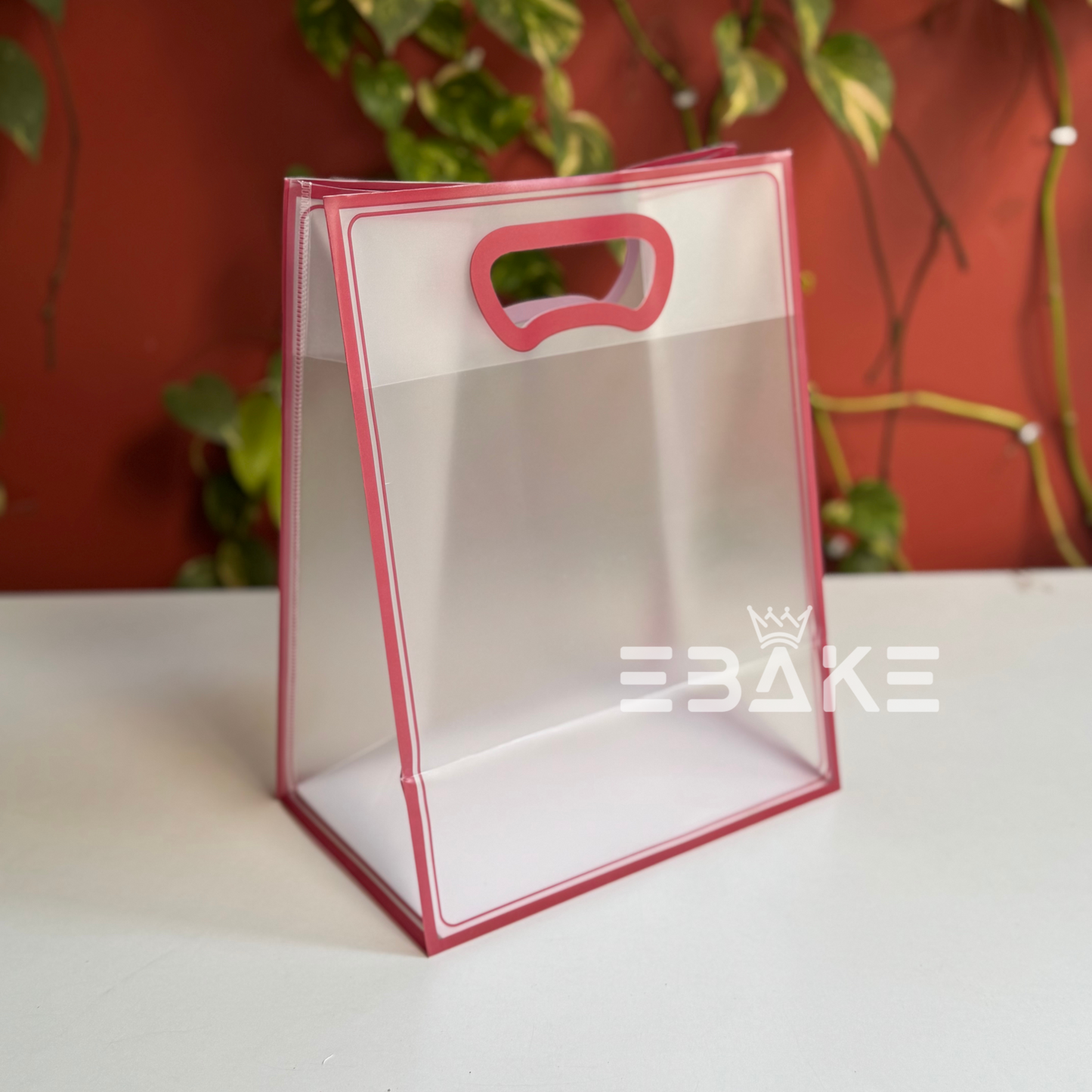 Medium Frosted PVC Hamper Bag/Semi Transparent Goodie Bag (30x23x15cm) - Single Piece