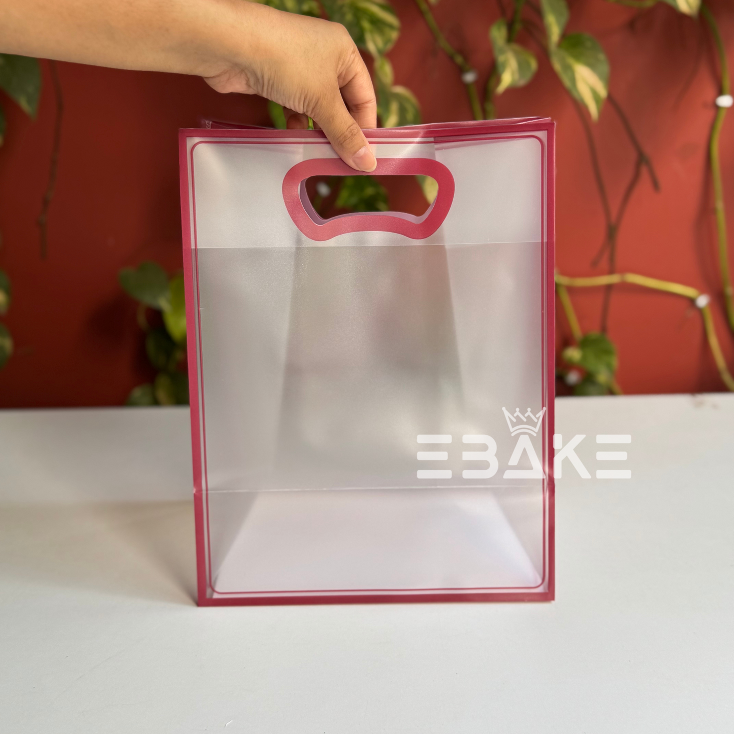 Medium Frosted PVC Hamper Bag/Semi Transparent Goodie Bag (30x23x15cm) - Single Piece