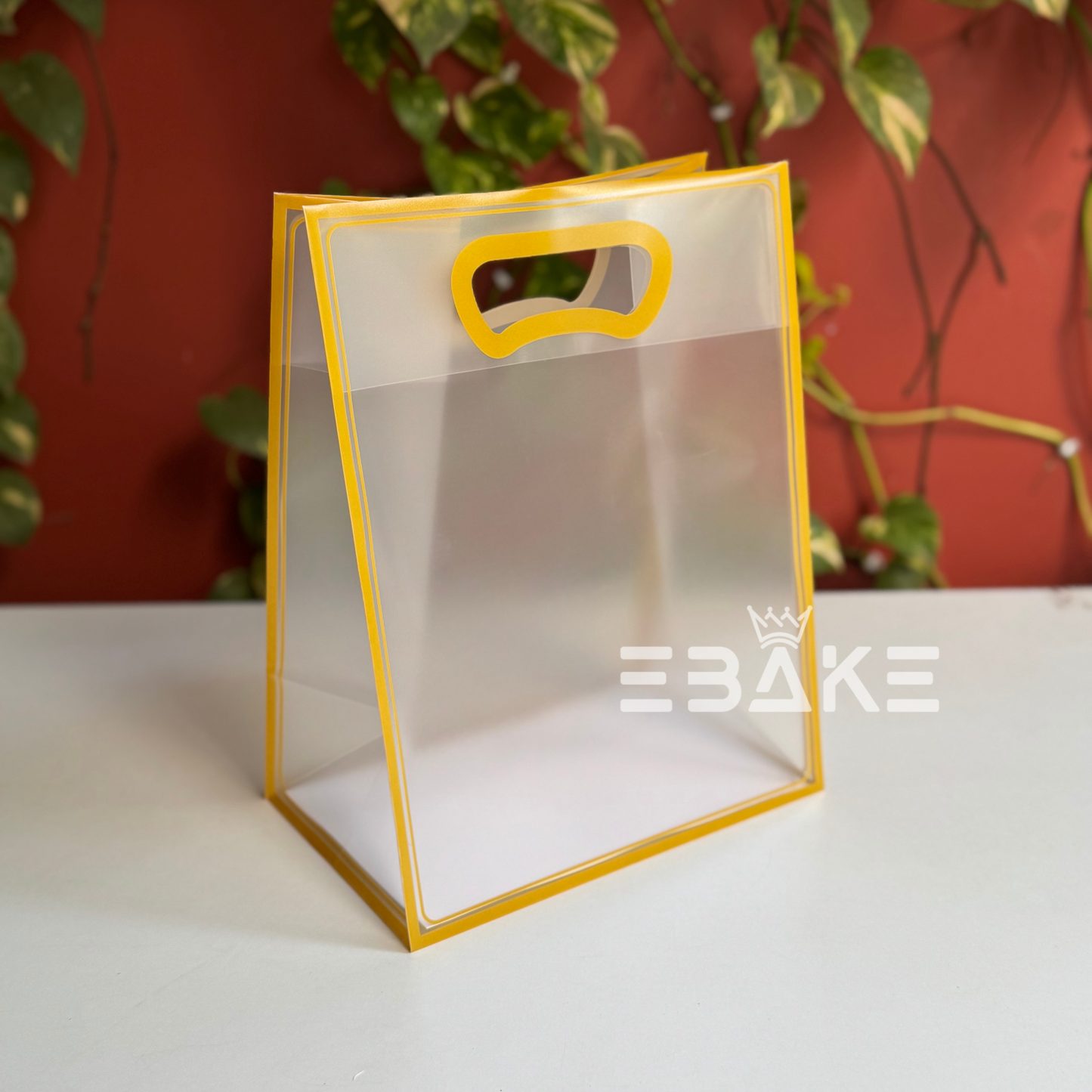 Medium Frosted PVC Hamper Bag/Semi Transparent Goodie Bag (30x23x15cm) - Single Piece