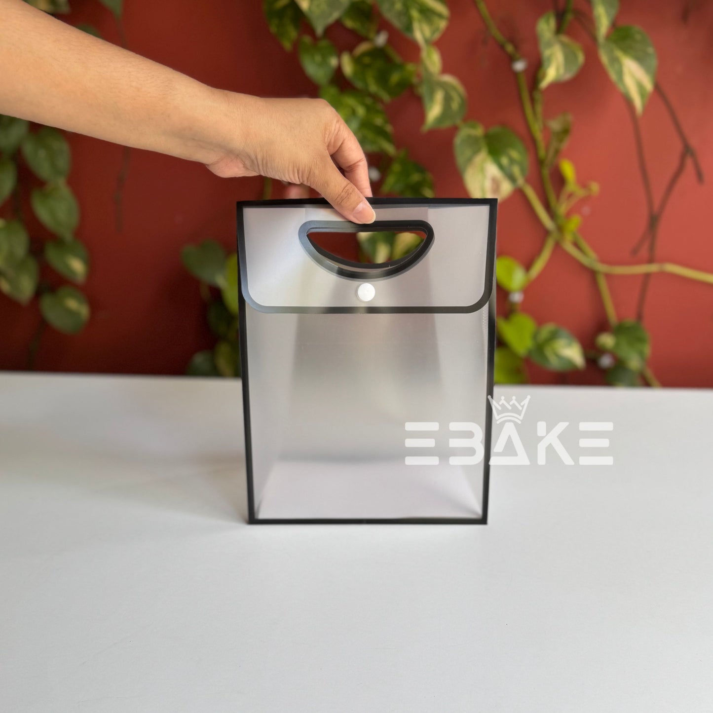 Small Frosted PVC Hamper Bag/Semi Transparent Goodie Bag (24x18x9.5cm) - Single Piece