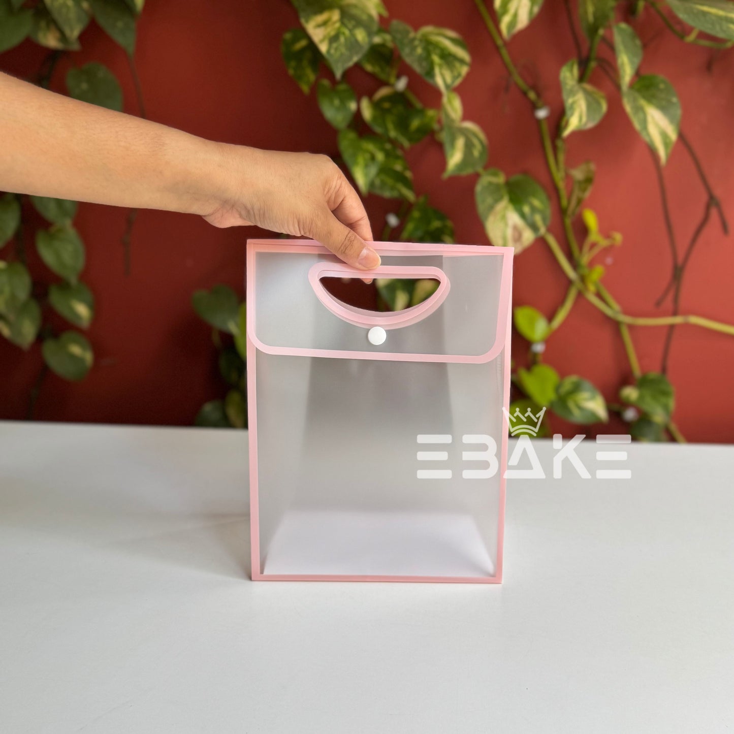 Small Frosted PVC Hamper Bag/Semi Transparent Goodie Bag (24x18x9.5cm) - Single Piece