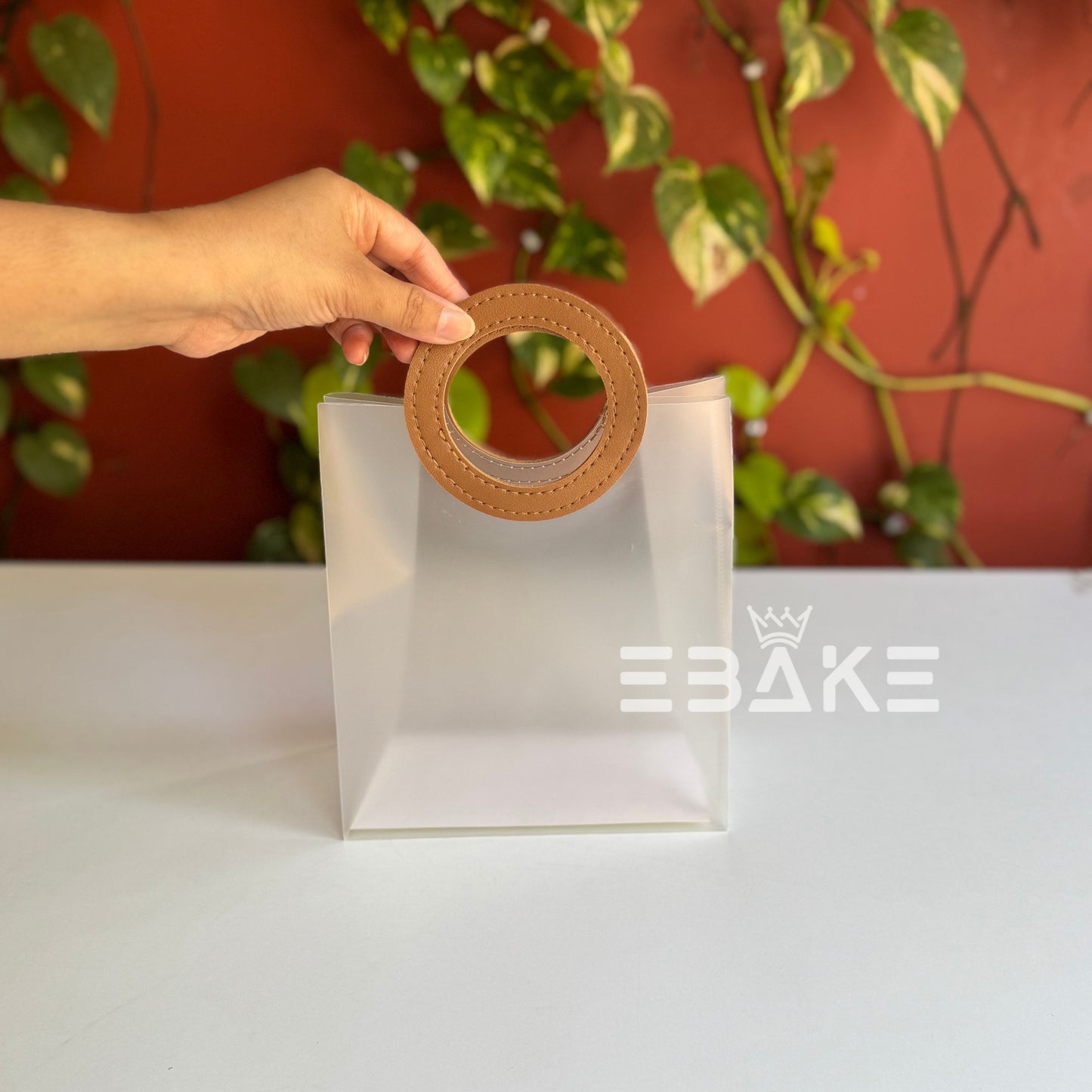 Small Frosted PVC Hamper Bag/Semi Transparent Goodie Bag (20x17.5x8.5cm) - Single Piece