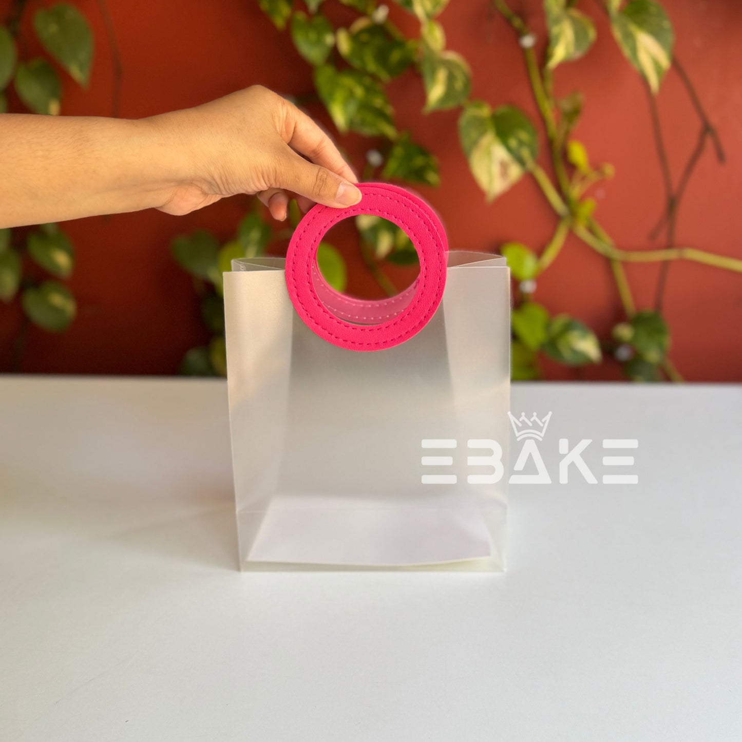 Small Frosted PVC Hamper Bag/Semi Transparent Goodie Bag (20x17.5x8.5cm) - Single Piece