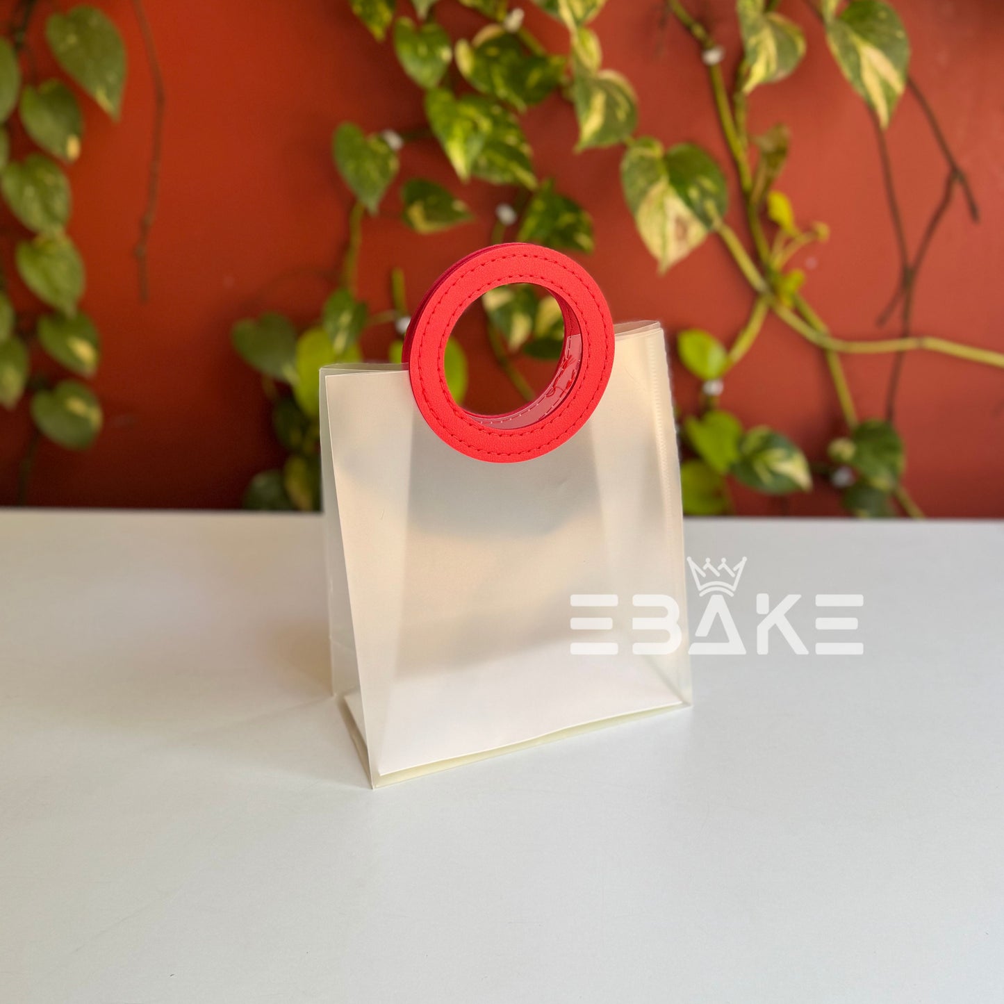 Small Frosted PVC Hamper Bag/Semi Transparent Goodie Bag (20x17.5x8.5cm) - Single Piece