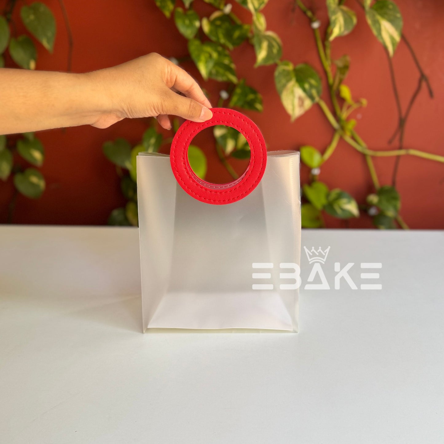 Small Frosted PVC Hamper Bag/Semi Transparent Goodie Bag (20x17.5x8.5cm) - Single Piece