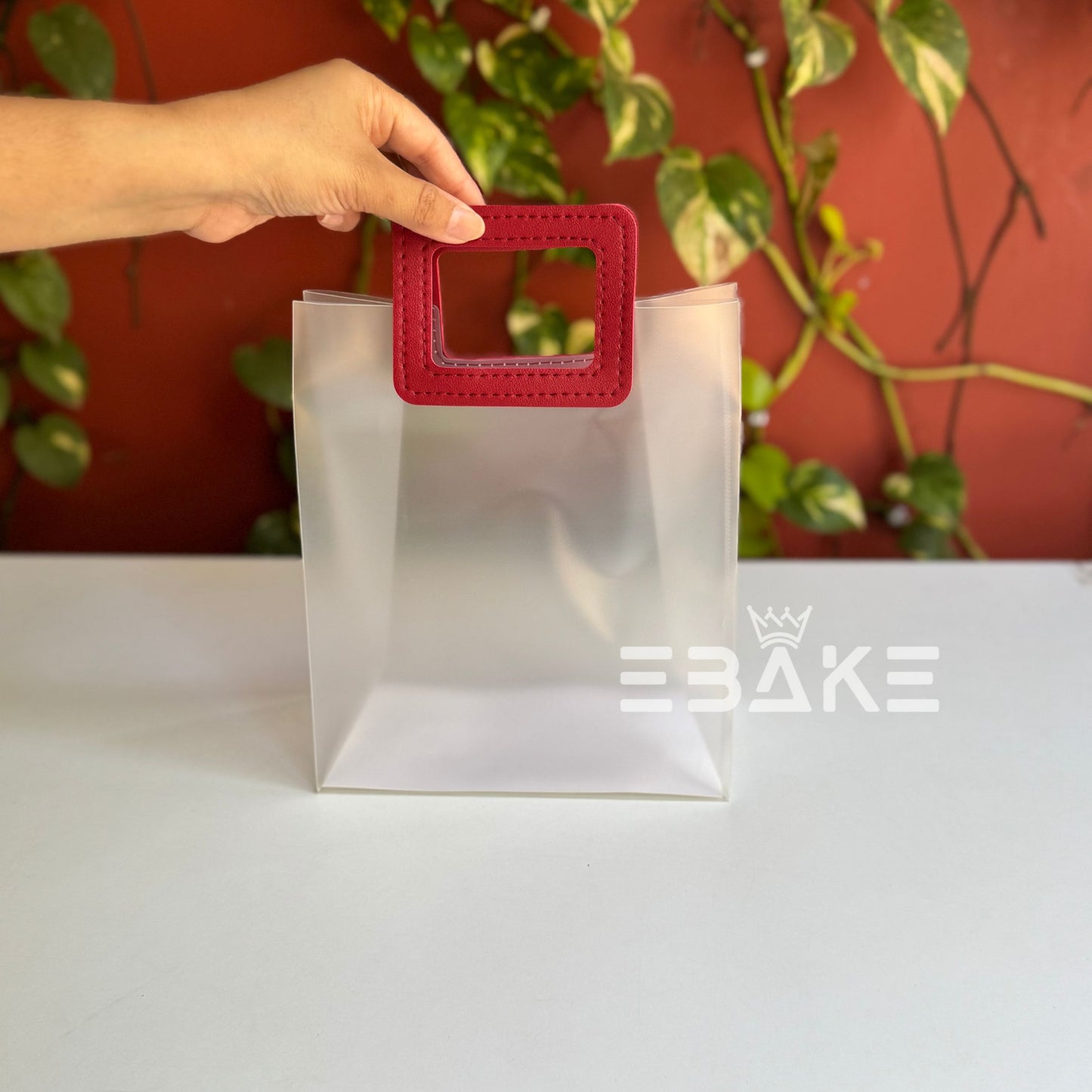 Medium Frosted PVC Hamper Bag/Semi Transparent Goodie Bag (23x19.5x9.5cm) - Single Piece