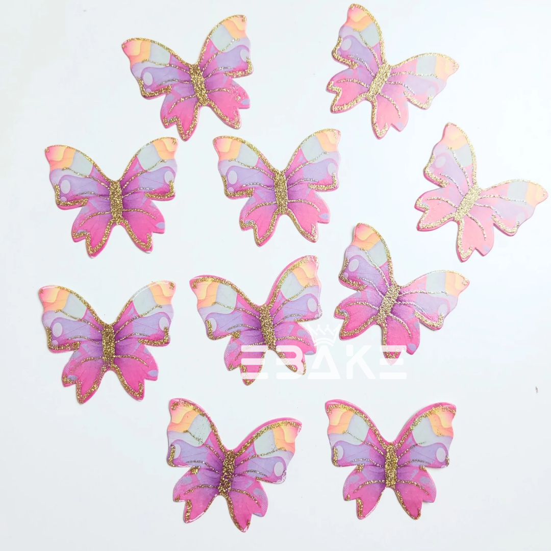 Paper Butterflies With Gold Glitter Foldable (Set of 10 Pieces)