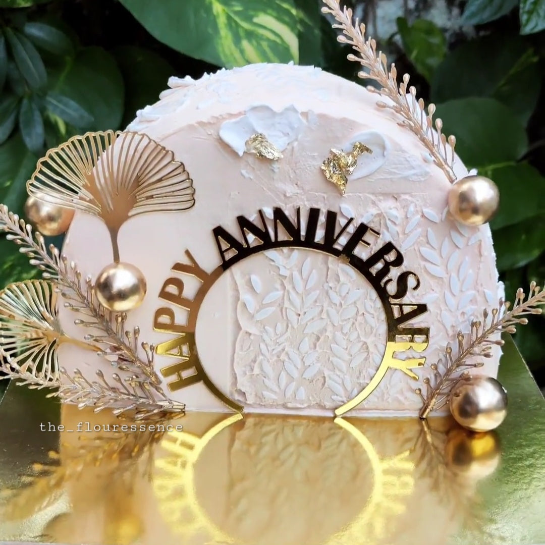 Happy Anniversary Cake Topper Golden