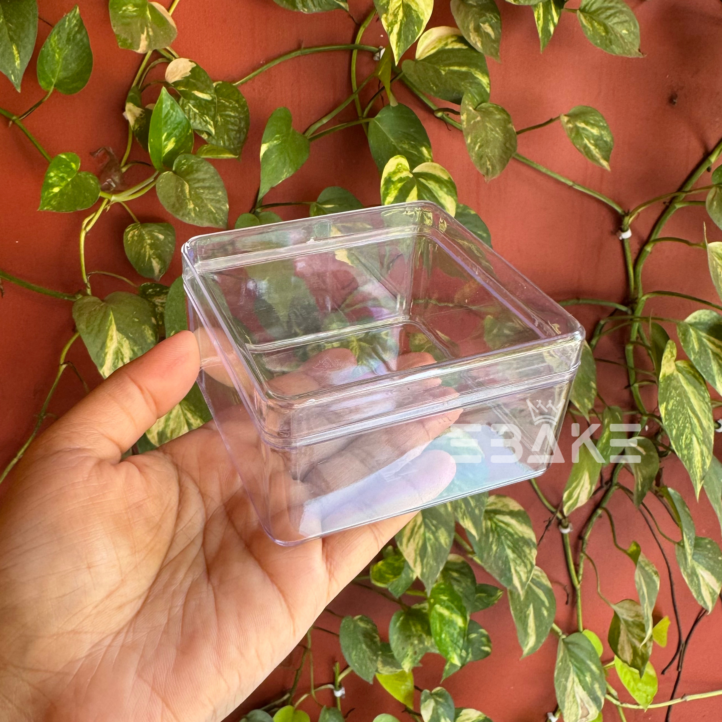 200ml Square Acrylic Dessert Box / Cake Tub (With Lid) Small 8x8x4.7cm
