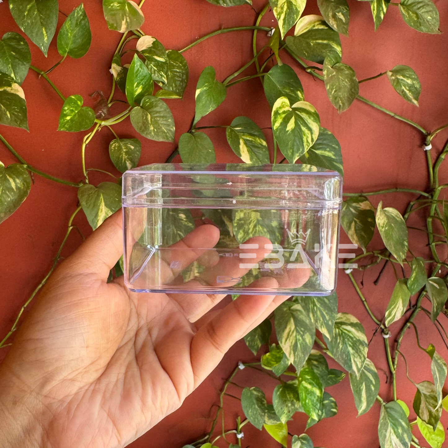 200ml Square Acrylic Dessert Box / Cake Tub (With Lid) Small 8x8x4.7cm