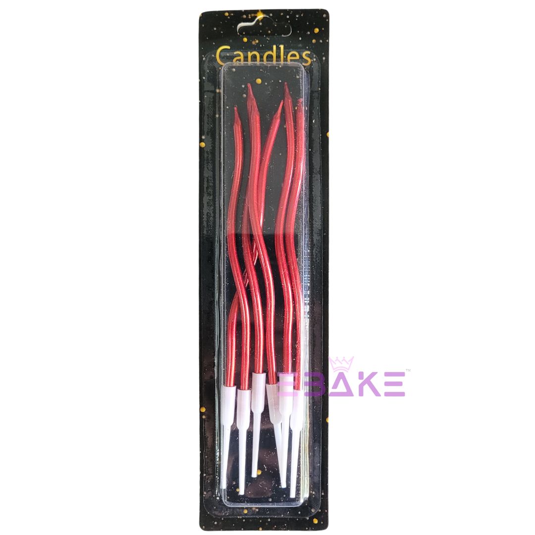 Dark Red Metallic Swirl Candle - Set Of 6