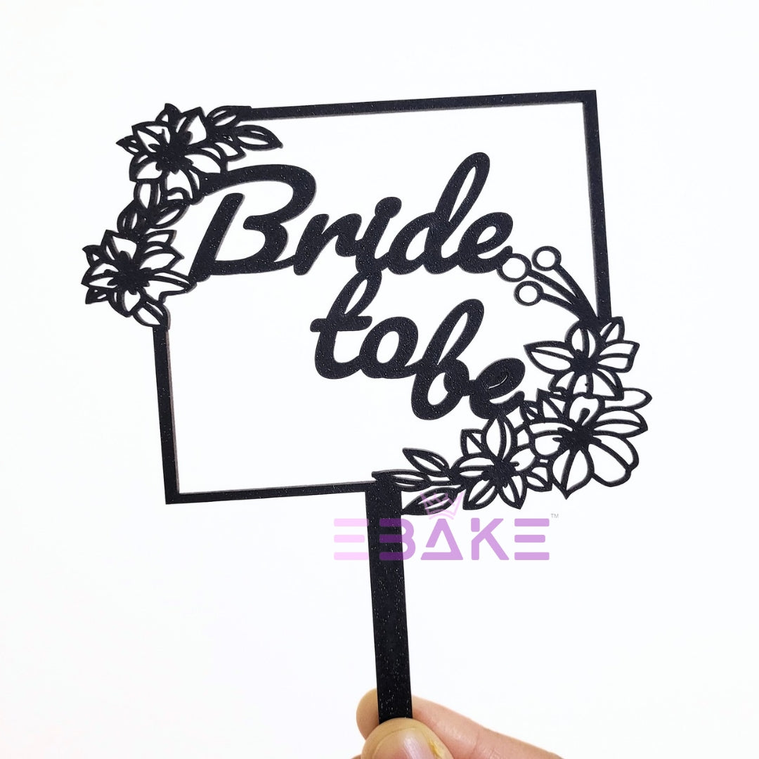 Bride To Be Cake Topper Black Shimmer