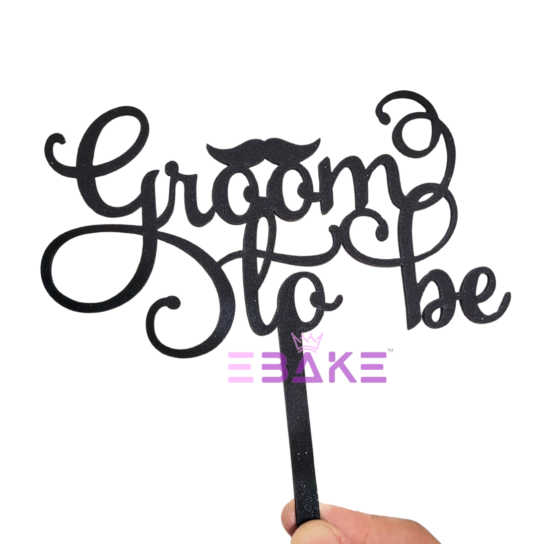 Groom To Be Cake Topper Black Shimmer