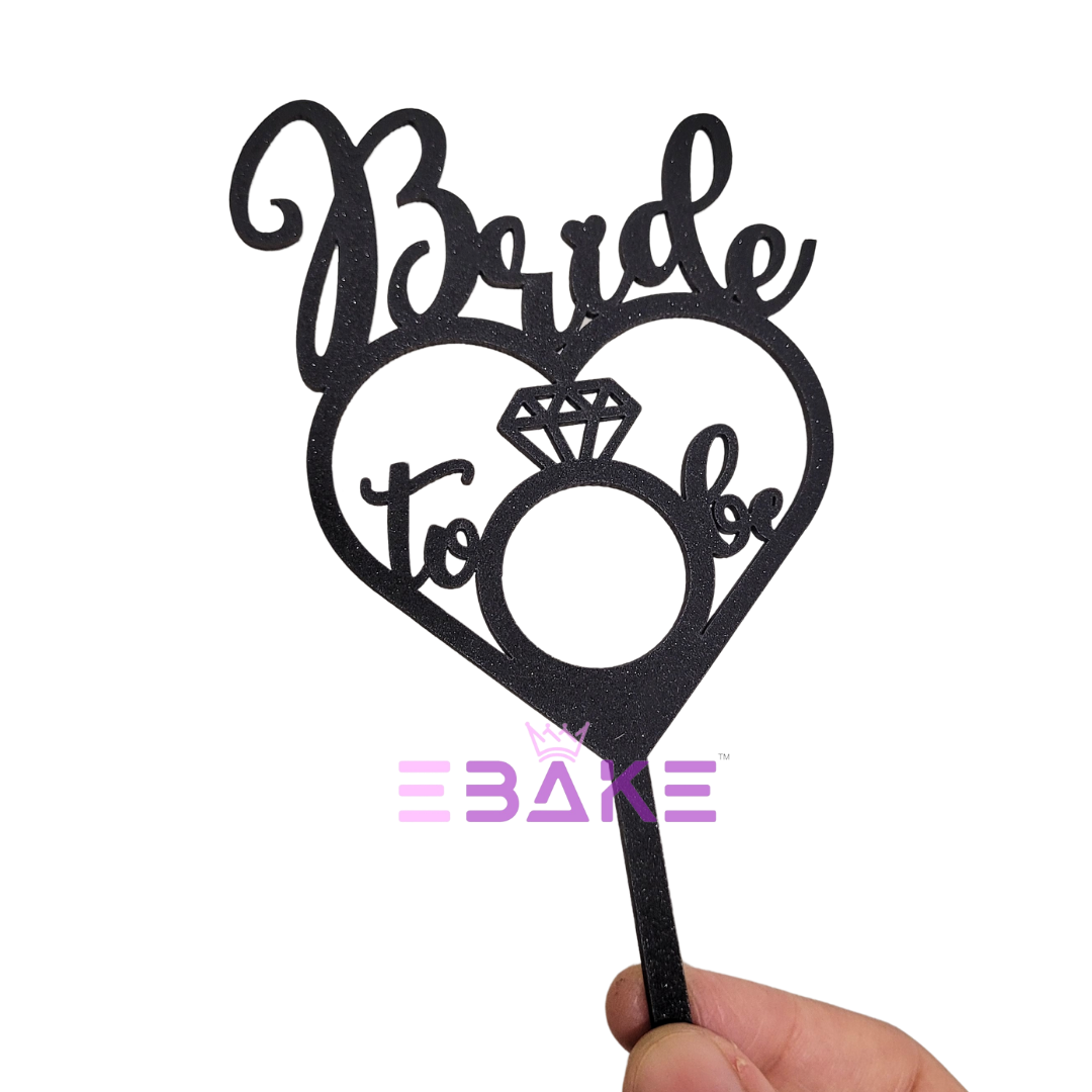 Bride To Be Cake Topper Black Shimmer