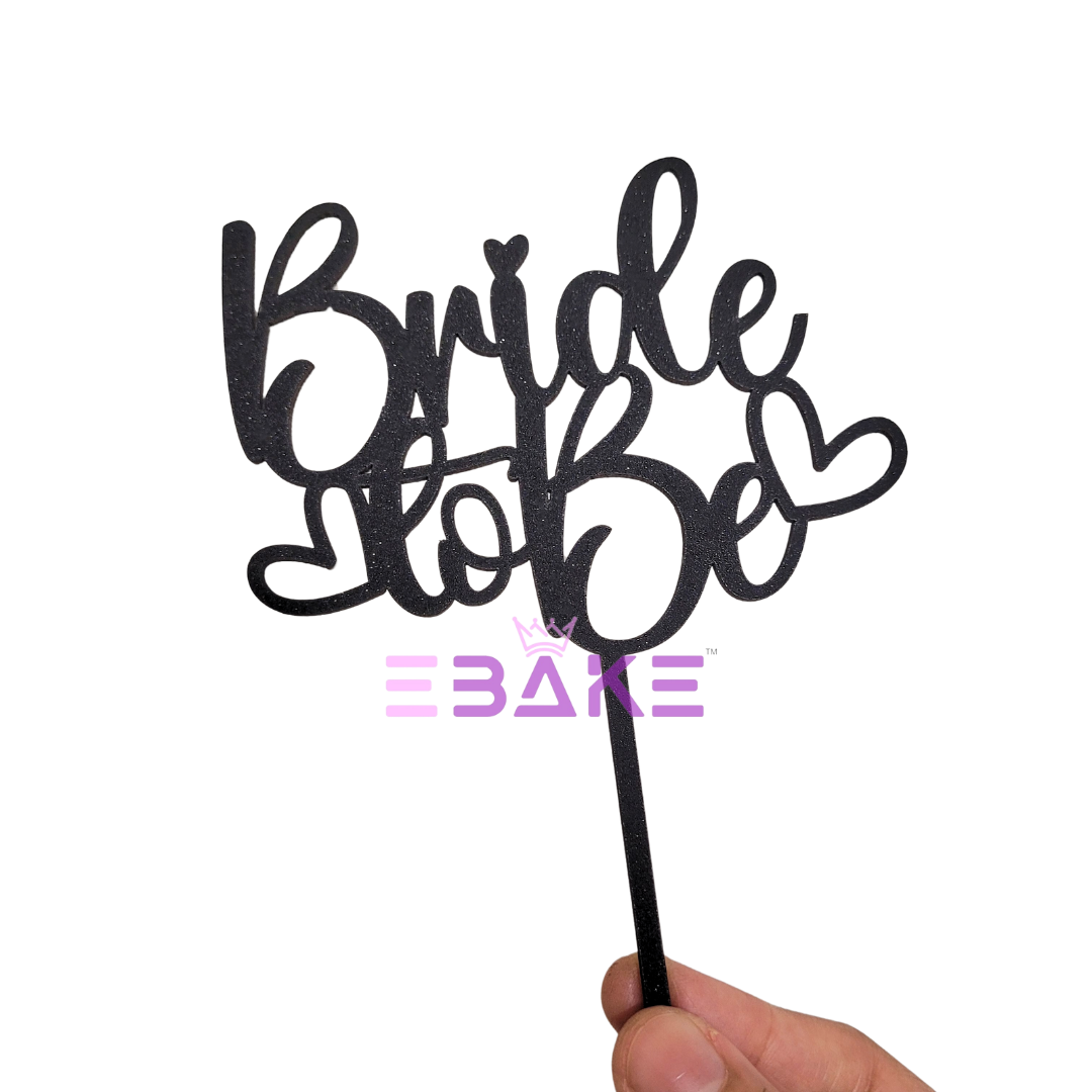 Bride To Be Cake Topper Black Shimmer