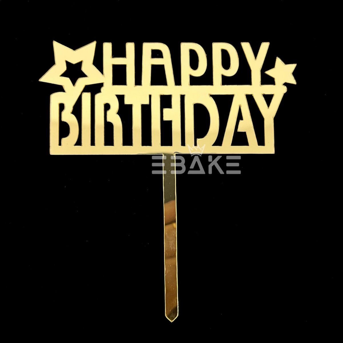 Happy Birthday Cake Topper Golden