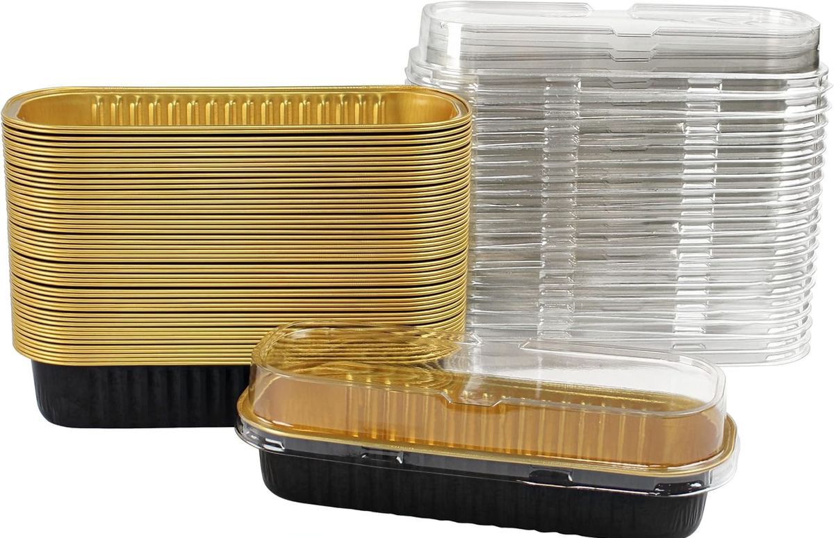 Black Aluminium Foil Mini Loaf Pans With Lids
