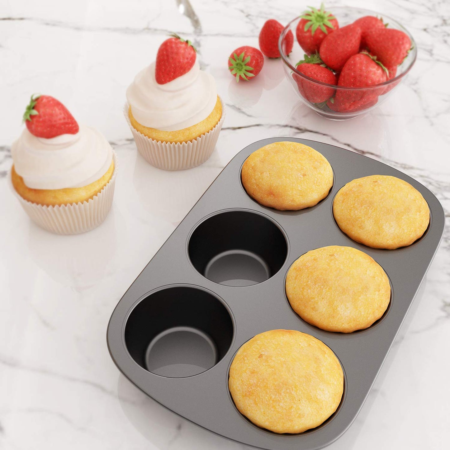 6 Cavity Non Stick Cupcake Mould / Muffin Tray