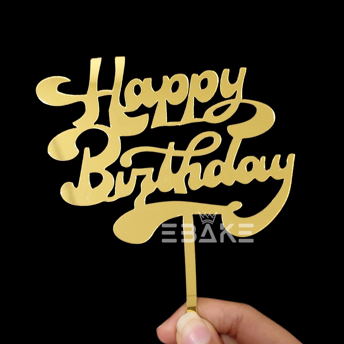 Happy Birthday Cake Topper Golden new