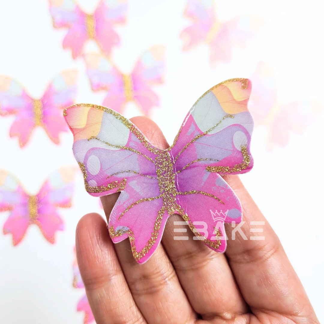 Paper Butterflies With Gold Glitter Foldable (Set of 10 Pieces)